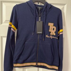 True Religion Blue Hoodie with Yellow Detail